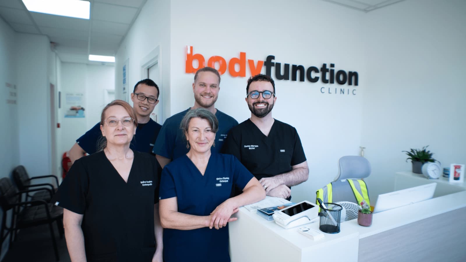 The reception desk at Bodyfunction Clinic in Angel, London